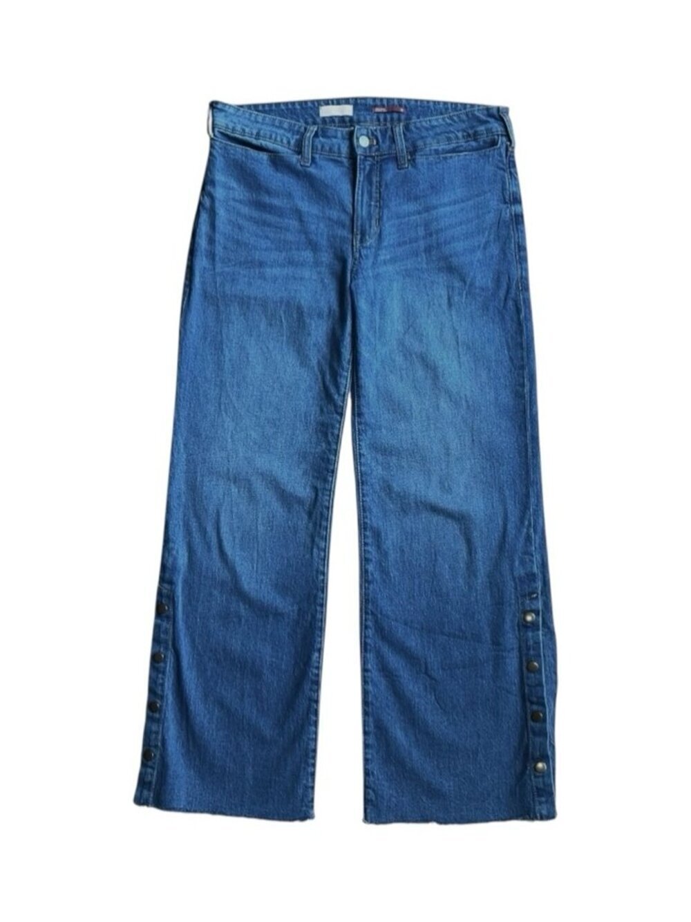 Pilcro by Anthropologie Wide Leg Button Hem Jeans Medium Blue Women’s 29
